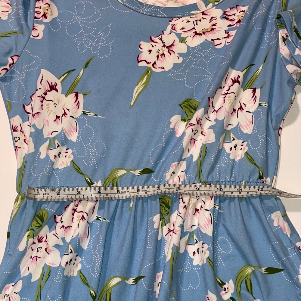 Light Blue Floral Maxi Dress with White & Pink Blooms - Picture 12 of 12